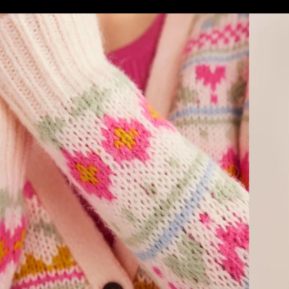 Fluffy Fair Isle Cardigan Size Small - Picture 3 of 4